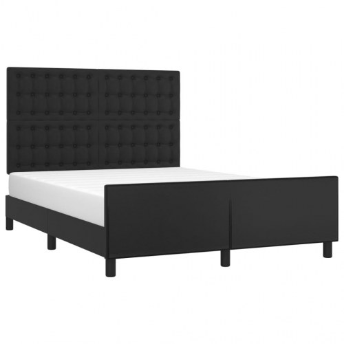Sengeramme med sengegavl 140×190 cm - kunstlæder, sort