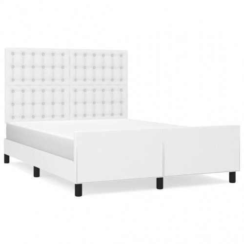 Sengeramme med sengegavl 140x190 cm i hvidt kunstlæder