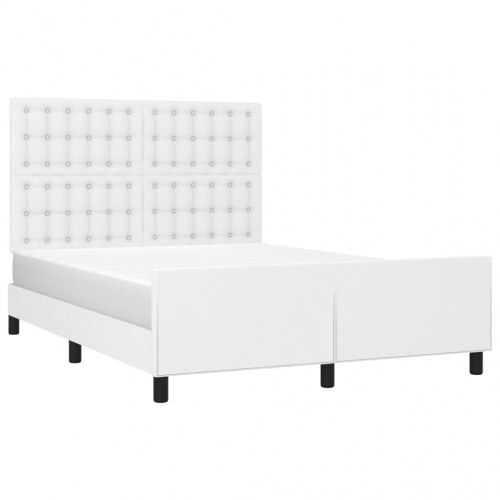 Sengeramme med sengegavl 140x190 cm i hvidt kunstlæder