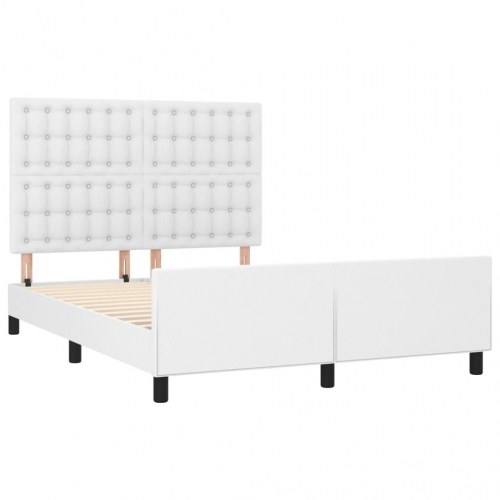 Sengeramme med sengegavl 140x190 cm i hvidt kunstlæder