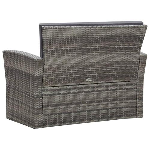 Haveloungesæt 4 dele med hynder polyrattan grå