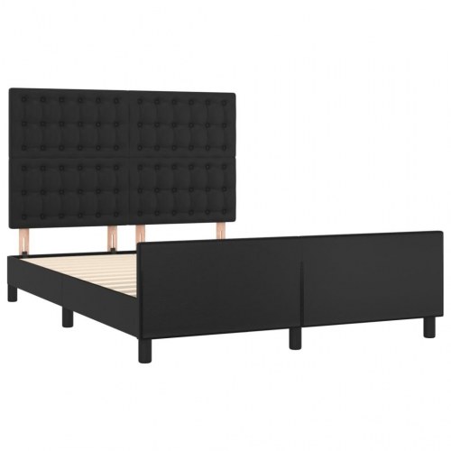 Sengeramme med sengegavl 140x200 cm - kunstlæder, sort