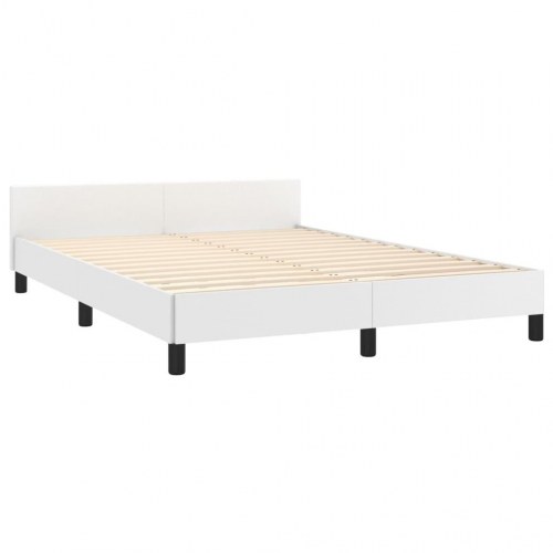 Sengeramme med sengegavl 140x200 cm i hvidt kunstlæder
