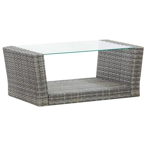 Haveloungesæt 4 dele med hynder polyrattan grå