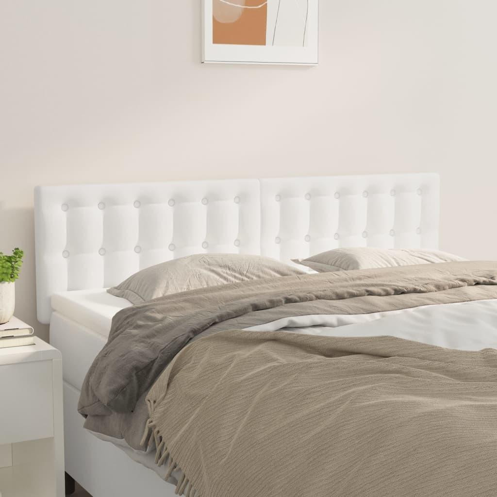 Sengegavle 2 stk. 72x5x78/88 cm kunstlæder hvid billede