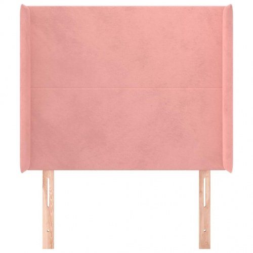 Sengegavl med kanter 93×16×118/128 cm - fløjl, lyserød