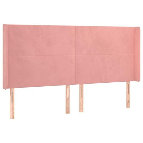 Sengegavl med kanter 183x16x118/128 cm fløjl lyserød