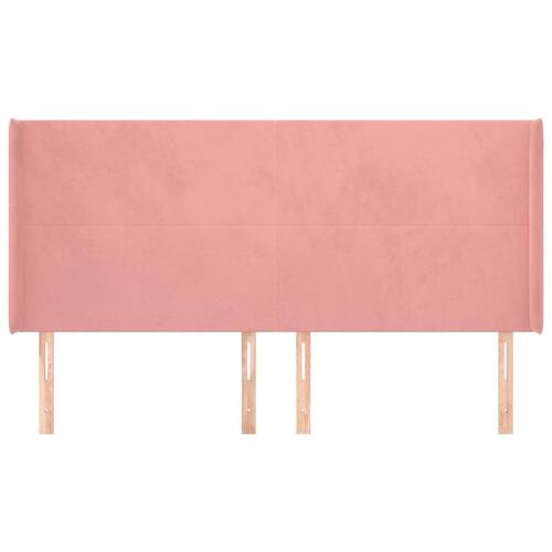 Sengegavl med kanter 183x16x118/128 cm fløjl lyserød