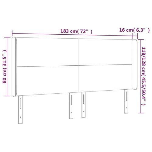 Sengegavl med kanter 183x16x118/128 cm fløjl lyserød