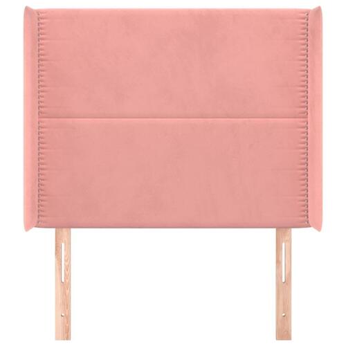 Sengegavl med kanter 93x16x118/128 cm fløjl lyserød