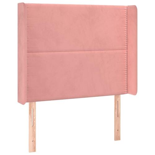 Sengegavl med kanter 103x16x118/128 cm fløjl lyserød