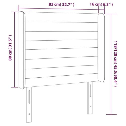 Sengegavl med kanter 83x16x118/128 cm fløjl lyserød