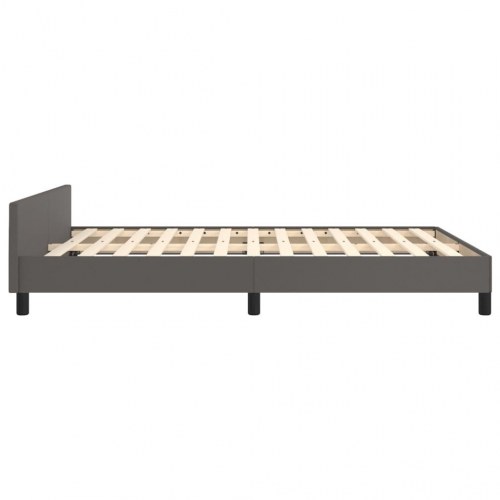 Sengeramme med sengegavl 140 x 190 cm i kunstlæder - grå