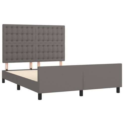 Sengeramme med sengegavl 140x200 cm i gråt kunstlæder