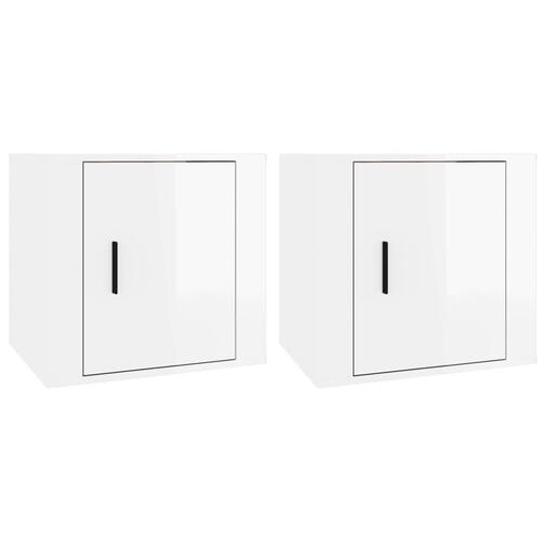 Sengeborde 2 stk. 50x39x47 cm hvid højglans