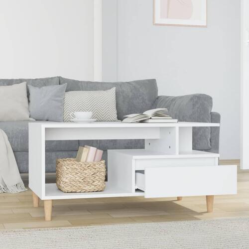 Sofabord 90x49x45 cm konstrueret træ hvid højglans