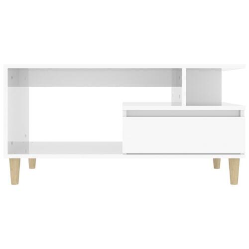 Sofabord 90x49x45 cm konstrueret træ hvid højglans
