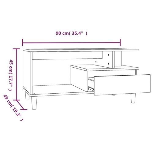 Sofabord 90x49x45 cm konstrueret træ hvid højglans