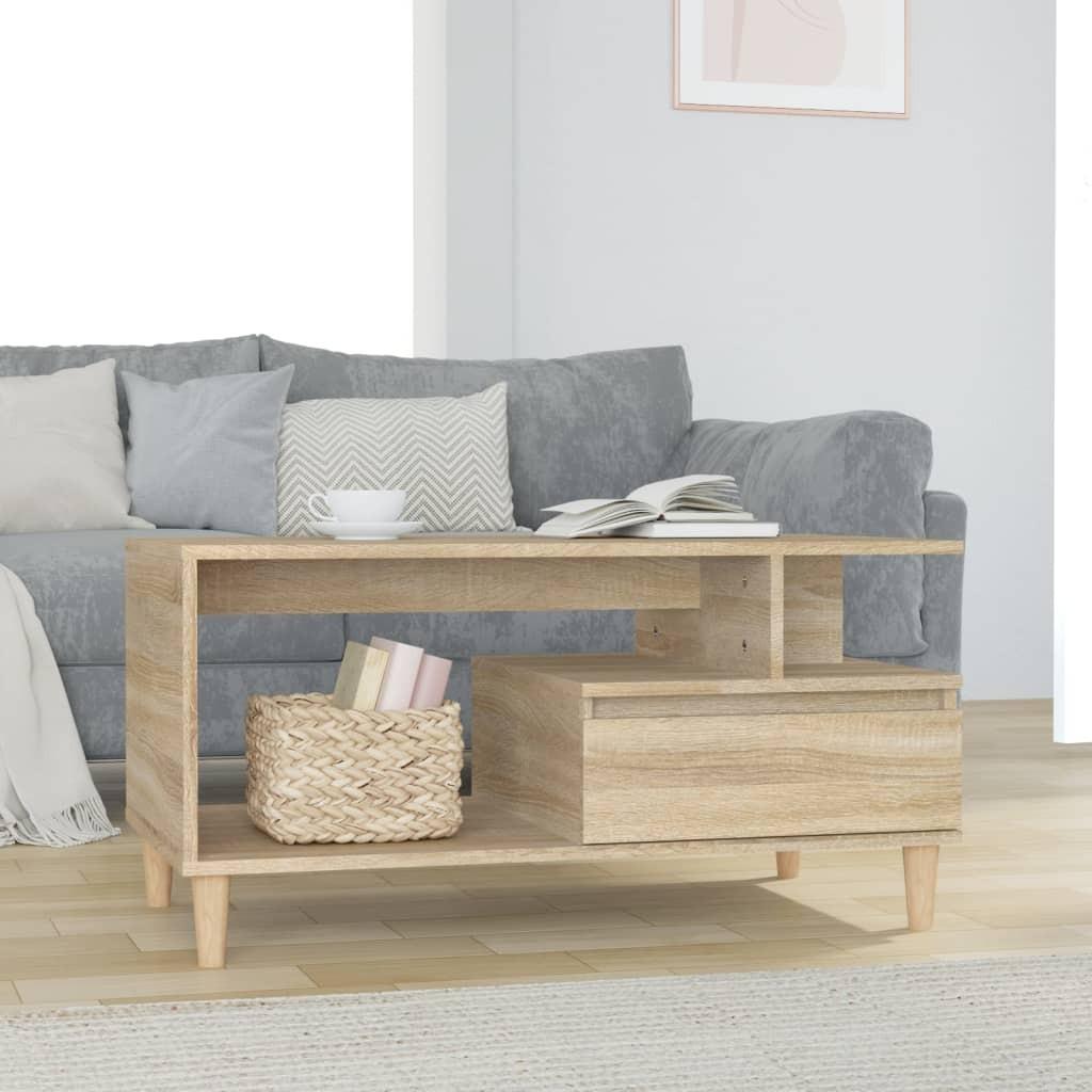 Sofabord 90x49x45 cm konstrueret træ sonoma-eg