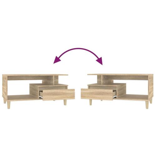 Sofabord 90x49x45 cm konstrueret træ sonoma-eg