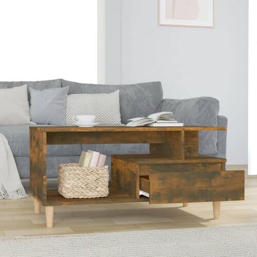 Sofabord 90x49x45 cm konstrueret træ røget egetræsfarve