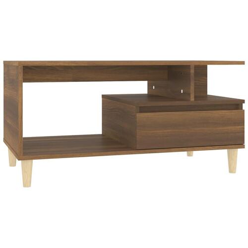 Sofabord 90x49x45 cm konstrueret træ brun egetræsfarve