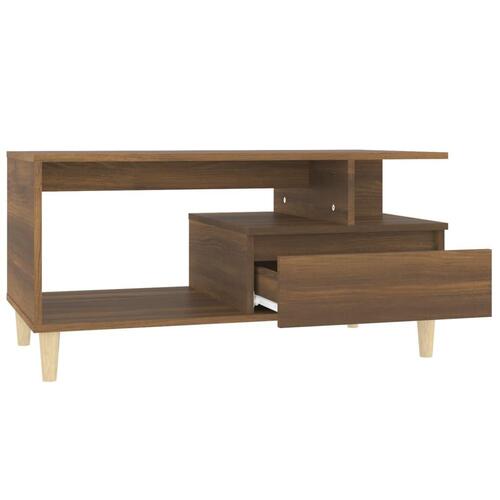 Sofabord 90x49x45 cm konstrueret træ brun egetræsfarve