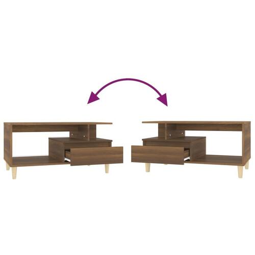 Sofabord 90x49x45 cm konstrueret træ brun egetræsfarve