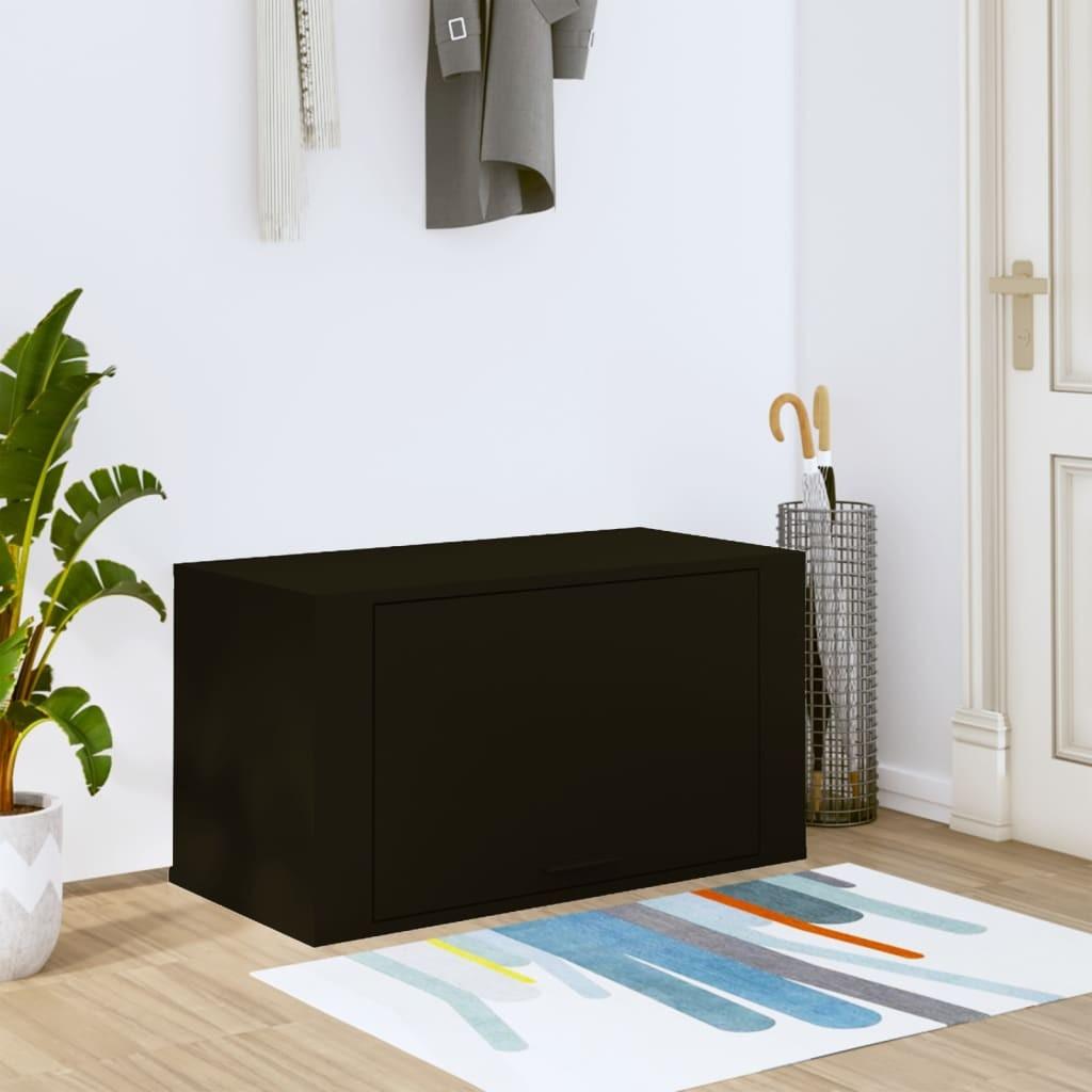 Væghængt skoskab 70x35x38 cm konstrueret træ sort