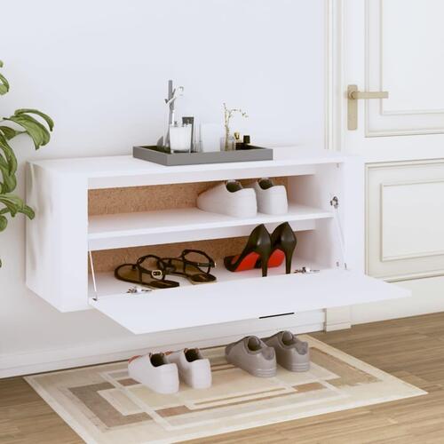 Væghængte sengeborde 100x35x38 cm konstrueret træ hvid