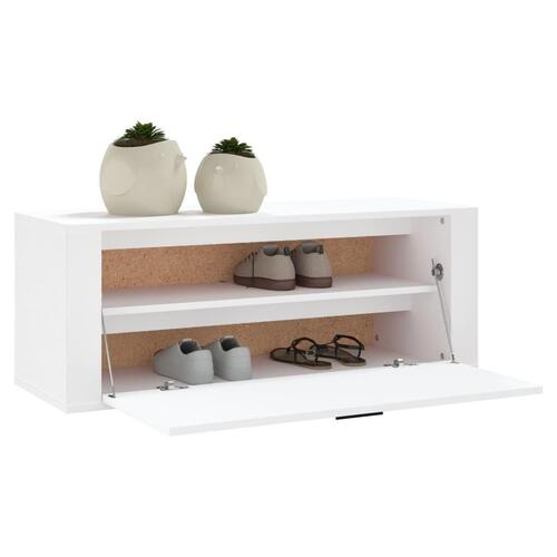Væghængte sengeborde 100x35x38 cm konstrueret træ hvid