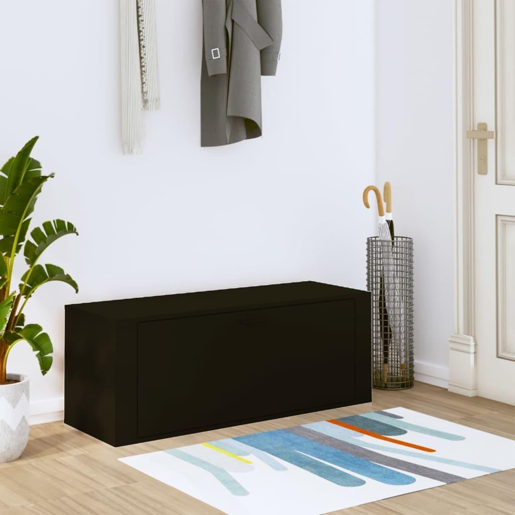 Væghængt skoskab 100x35x38 cm konstrueret træ sort