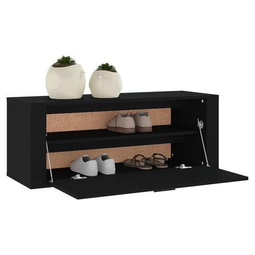 Væghængt skoskab 100x35x38 cm konstrueret træ sort