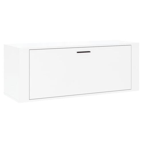 Væghængt skoskab 100x35x38 cm konstrueret træ hvid højglans