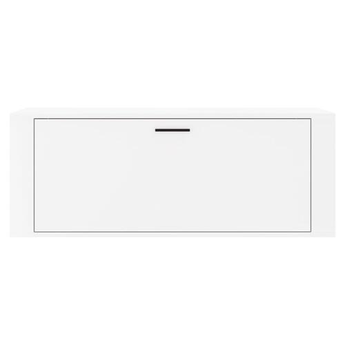 Væghængt skoskab 100x35x38 cm konstrueret træ hvid højglans