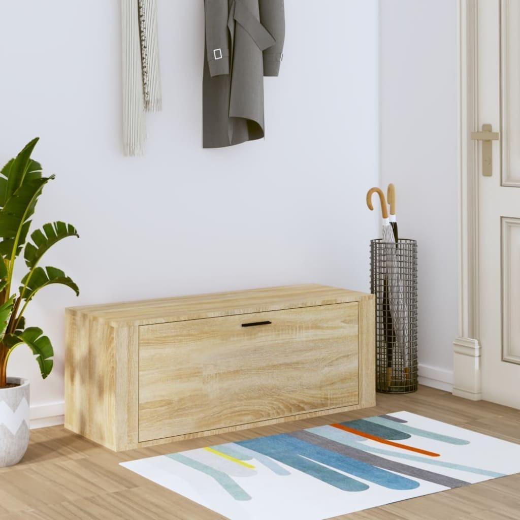 Væghængt skoskab 100x35x38 cm konstrueret træ Sonoma-eg
