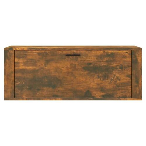 Væghængt skoskab 100x35x38 cm konstrueret træ røget egetræ