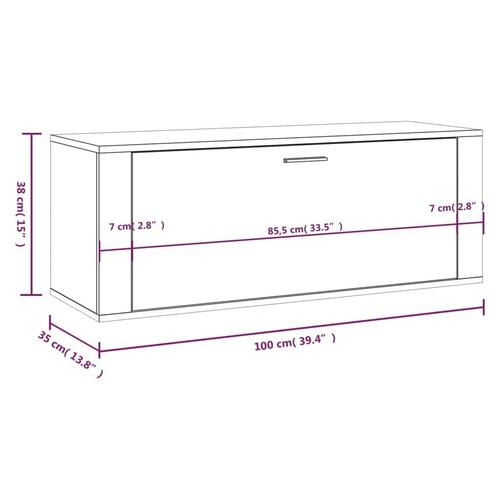 Væghængt skoskab 100x35x38 cm konstrueret træ grå sonoma-eg
