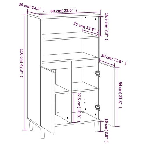 Skab 60x36x110 cm konstrueret træ Betongrå