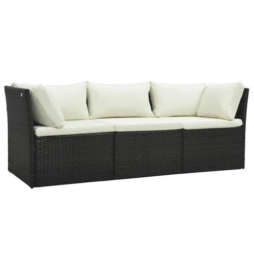 Loungesæt til haven 4 dele med hynder polyrattan brun