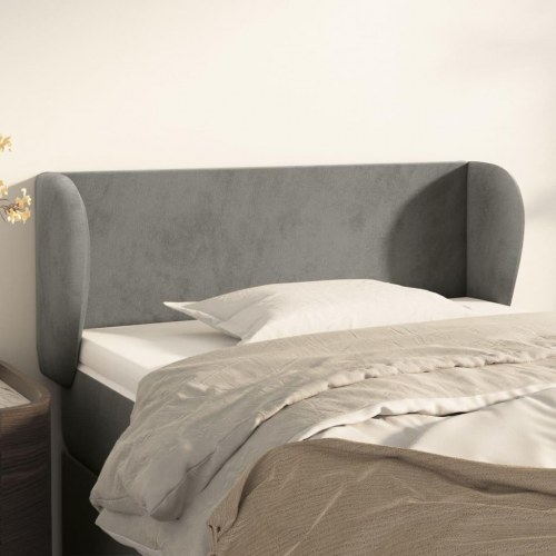 Sengegavl med kanter 103 x 23 x 78/88 cm fløjl - lysegrå