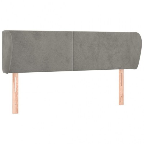 Sengegavl med kanter i fløjl 147 x 23 x 78/88 cm - lysegrå