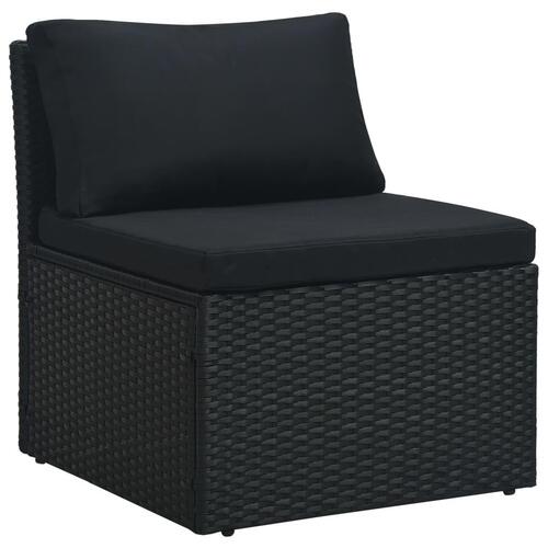 Haveloungesæt 4 dele med hynder polyrattan sort