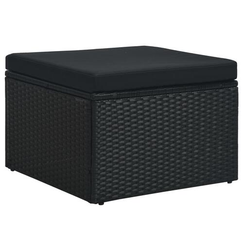 Haveloungesæt 4 dele med hynder polyrattan sort