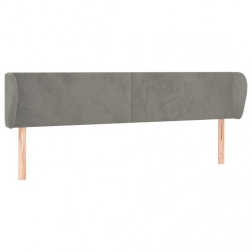 Sengegavl med kanter i fløjl 203 x 23 x 78/88 cm - lysegrå