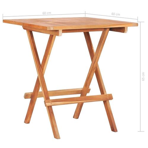 Foldbart bistrobord 60x60x65 cm massivt teaktræ