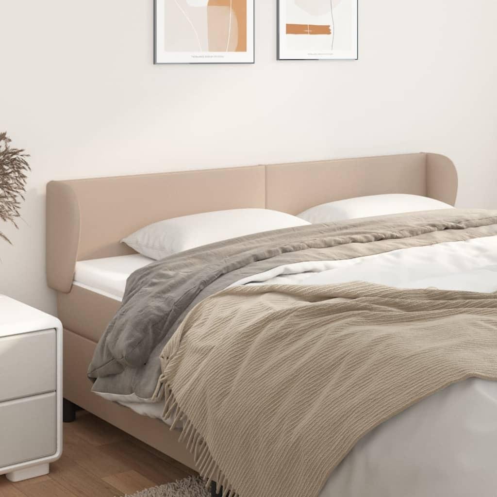 Sengegavl med kanter 203×23×78/88 cm - kunstlæder, cappuccino billede