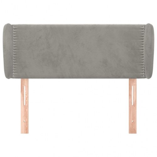 Sengegavl med kanter i fløjl - lysegrå, 83 x 23 x 78/88 cm