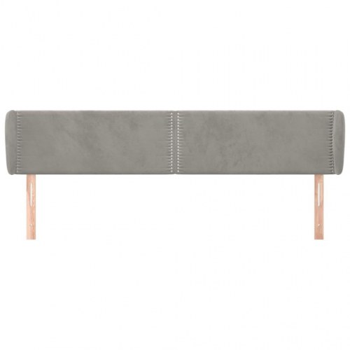 Sengegavl med kanter 183x23x78/88cm fløjl lysegrå