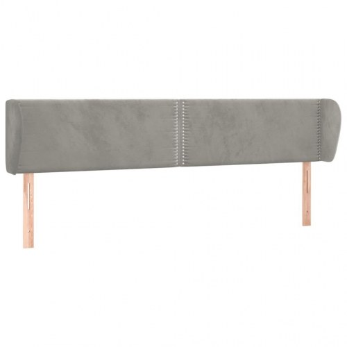 Sengegavl med kanter i fløjl - lysegrå 203 × 23 × 78/88 cm